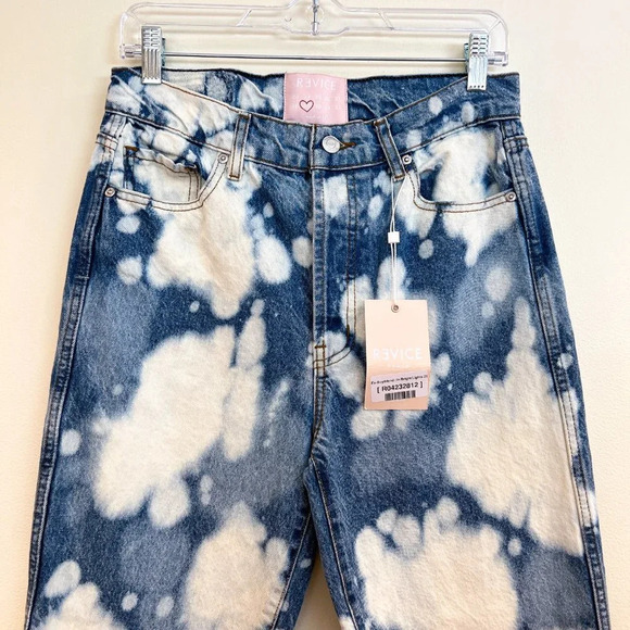 REVICE Ex Boyfriend Bleach Dyed High Waist Denim Jeans in Bright Lights 29 NWT - Picture 4 of 9